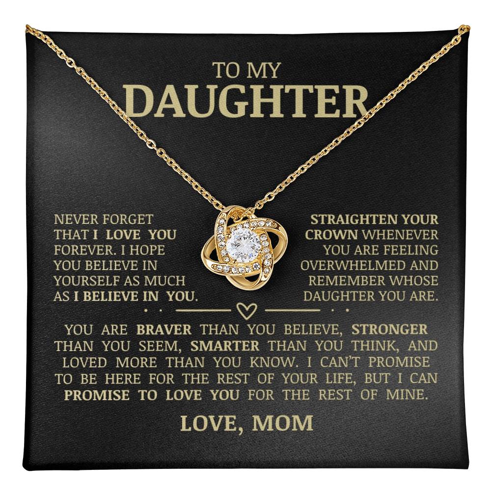 To My Daughter "Believe In Yourself" Love Knot Necklace