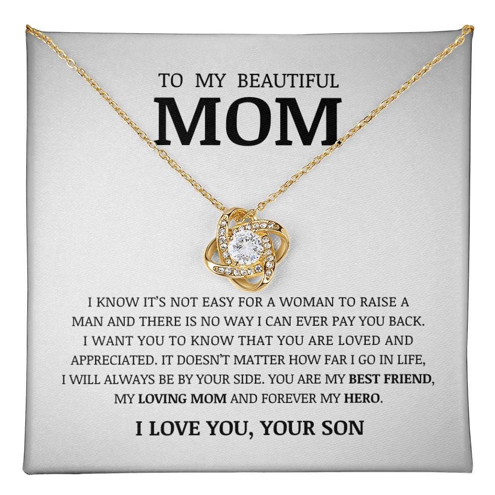 To My Beautiful Mom, Love Knot Necklace