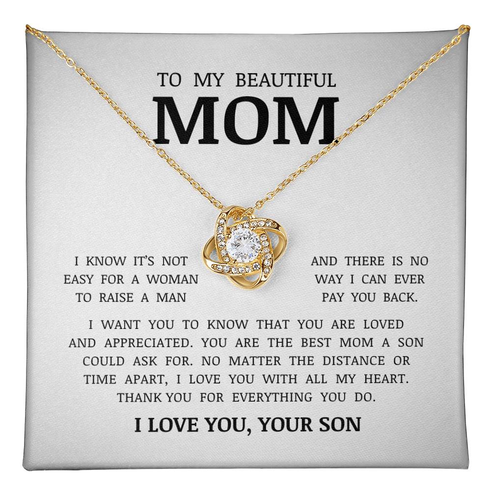 To My Beautiful Mom, Love Knot Necklace