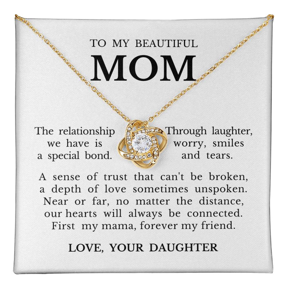To My Beautiful Mom "Forever My Friend" Love Knot Necklace