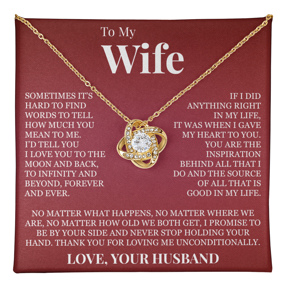 Love Knot Necklace - To My Wife "I Love You To The Moon and Back"