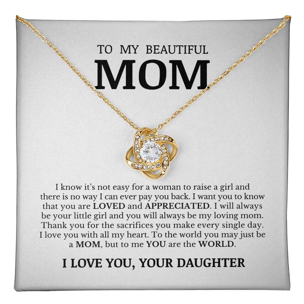 To My Beautiful Mom, Love Knot Necklace