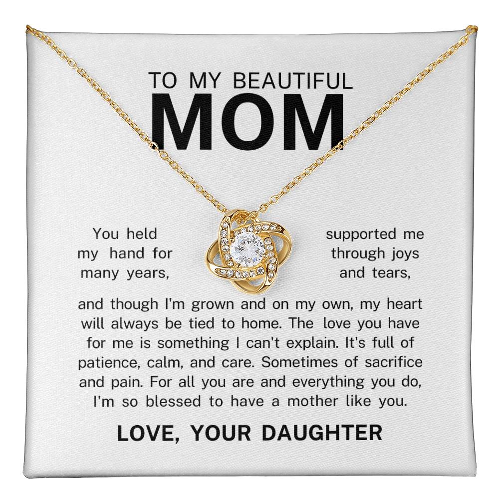 To My Beautiful Mom, Love Knot Necklace