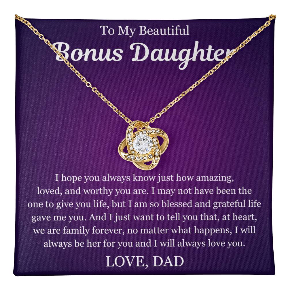 To My Beautiful Bonus Daughter - Love Knot Necklace