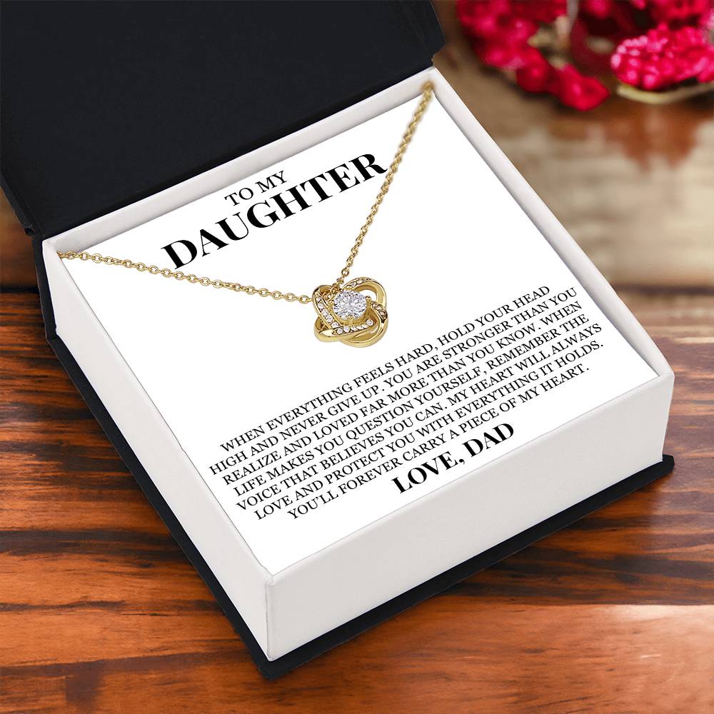 To My Daughter "Hold Your Head High" Love Knot Necklace