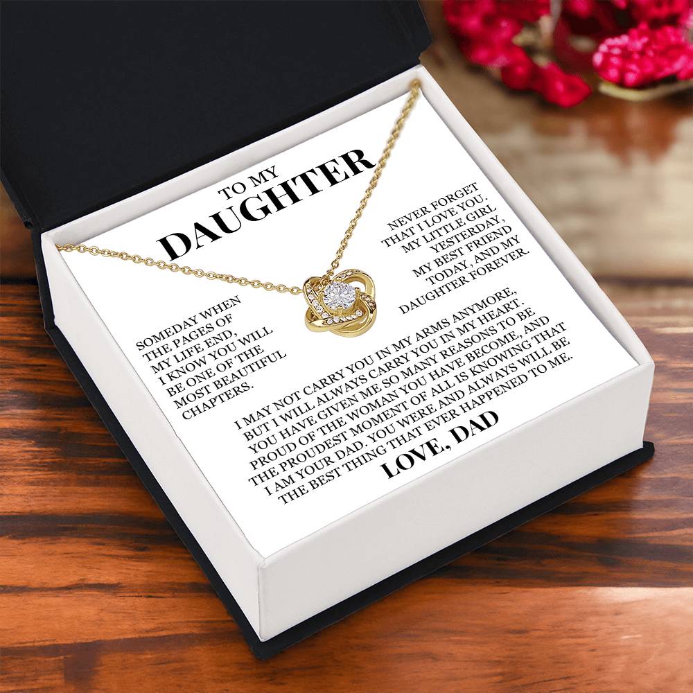 To My Daughter "Never Forget That I Love You" Love Knot Necklace