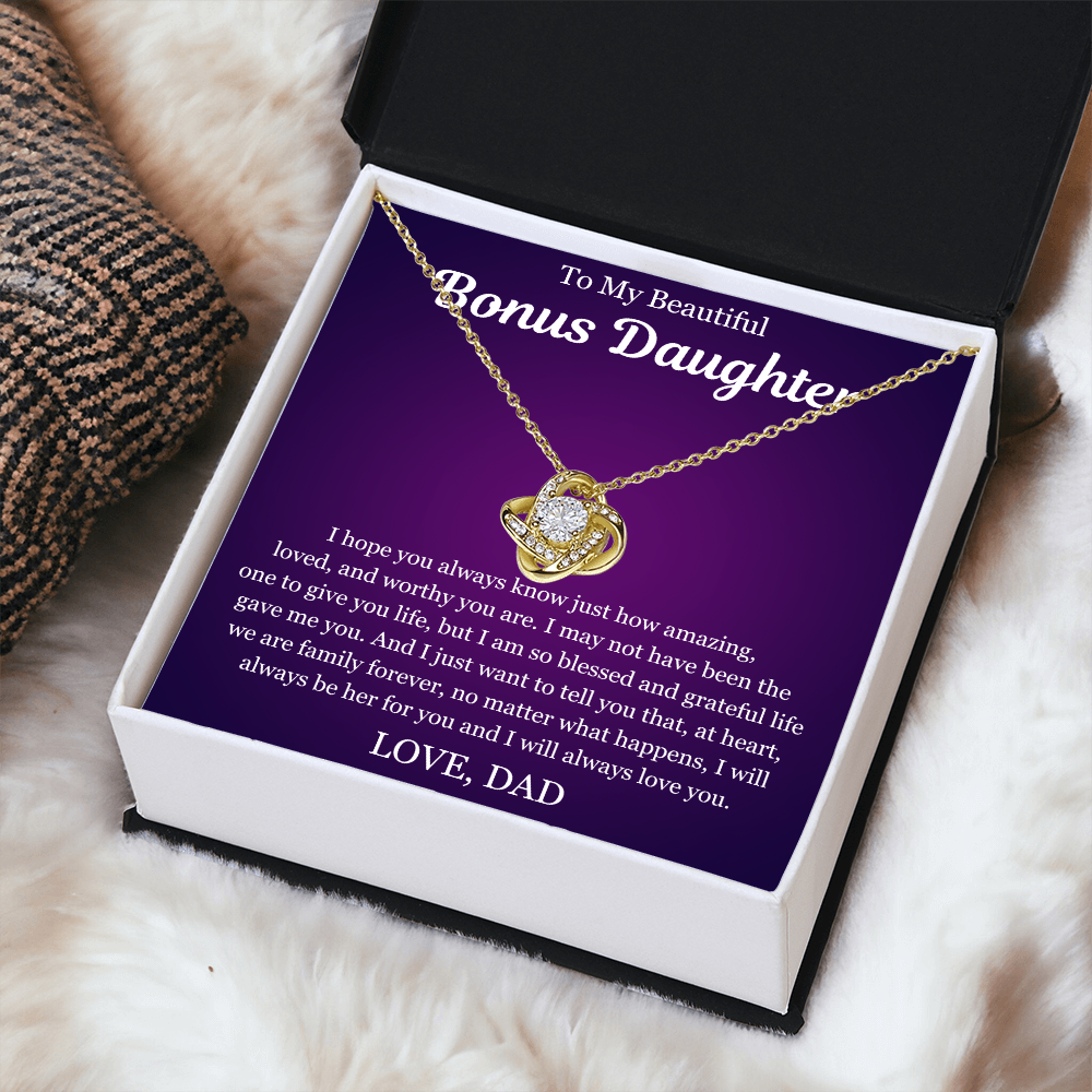 To My Beautiful Bonus Daughter - Love Knot Necklace