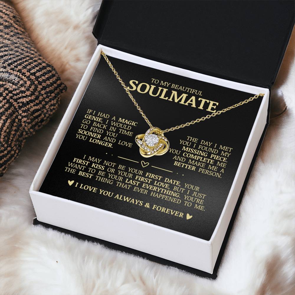 To My Beautiful Soulmate "You Complete Me" Love Knot Necklace
