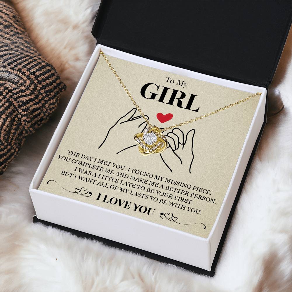 Love Knot Necklace - To My Girlfriend "You Complete Me"