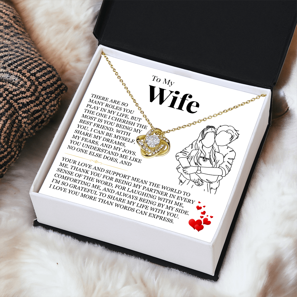Love Knot Necklace - To My Wife "I Love You More Than Words Can Express"