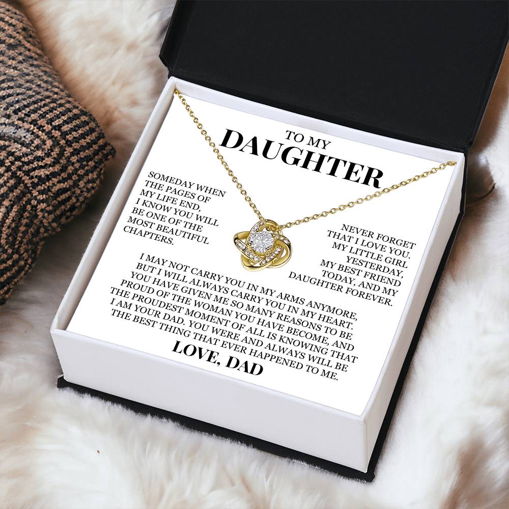 To My Daughter "Never Forget That I Love You" Love Knot Necklace