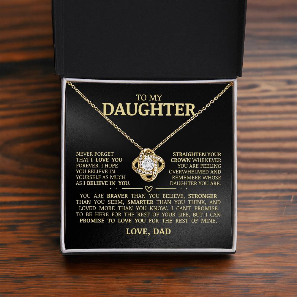 To My Daughter "Believe In Yourself" Love Knot Necklace