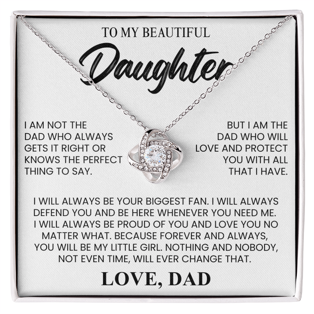 To My Beautiful Daughter "Love and Protect You" Love Knot Necklace