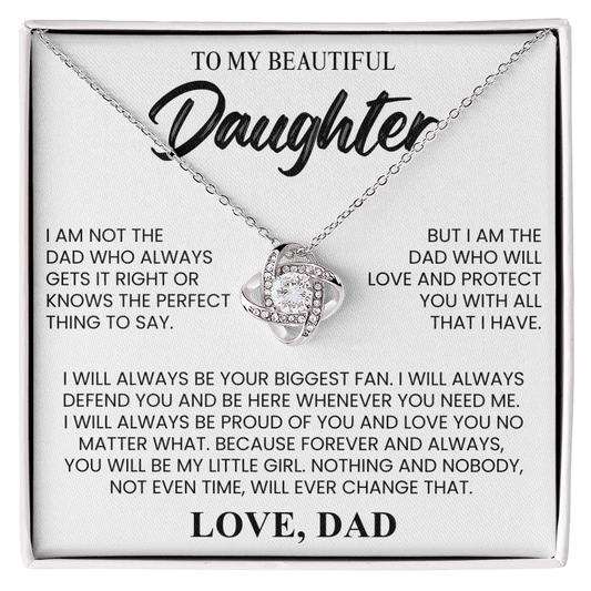 To My Beautiful Daughter "Love and Protect You" Love Knot Necklace