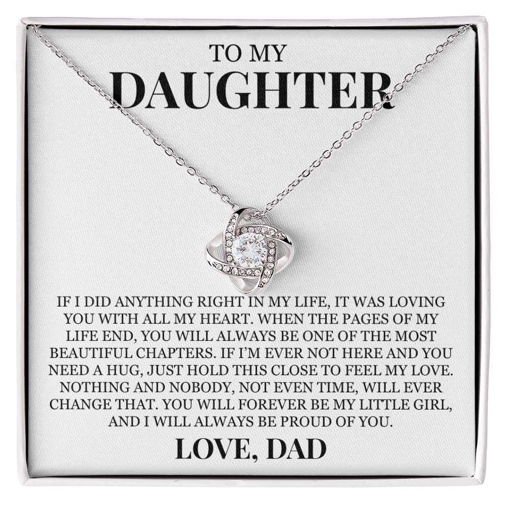 To My Daughter "Hold This Close to Feel My Love" Love Knot Necklace