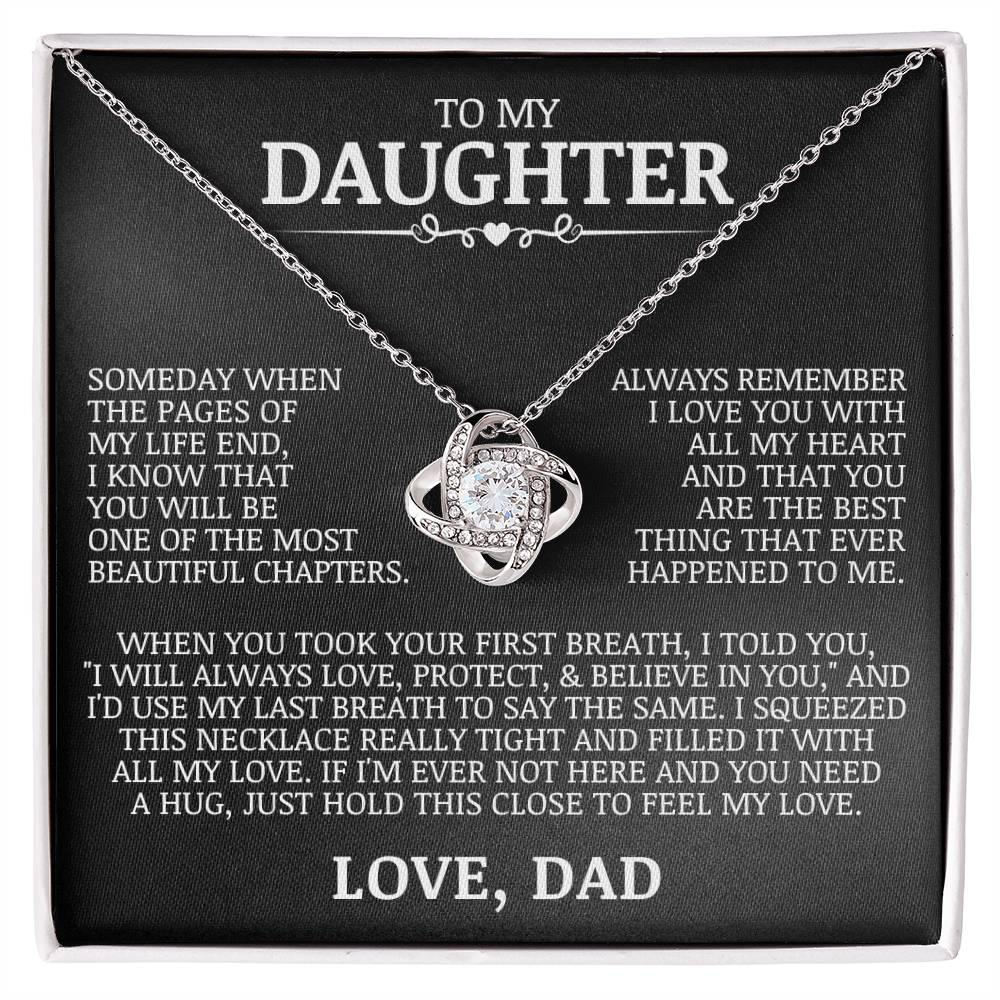 To My Daughter "Always Remember I Love You" Love Knot Necklace