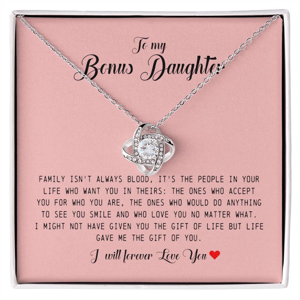 To My Bonus Daughter, Love Knot Necklace