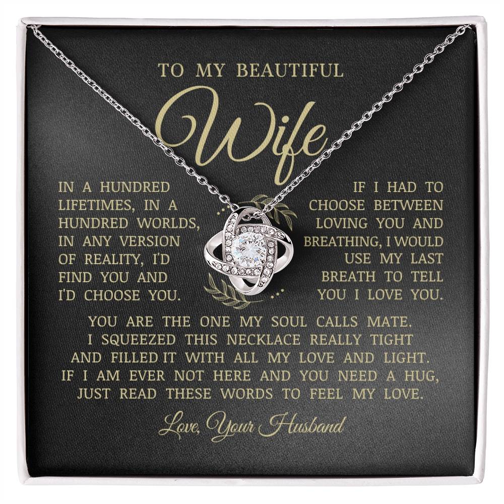 To My Beautiful Wife, Love Knot Necklace