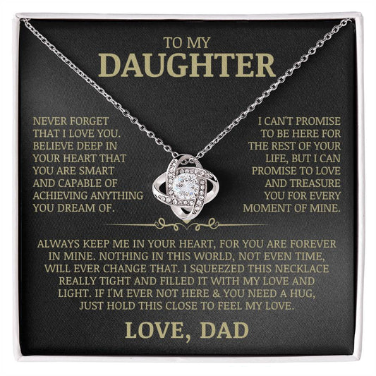 To My Daughter "Never Forget That I Love You" Love Knot Necklace