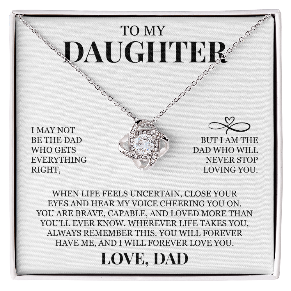 To My Daughter "I Will Never Stop Loving You" Love Knot Necklace