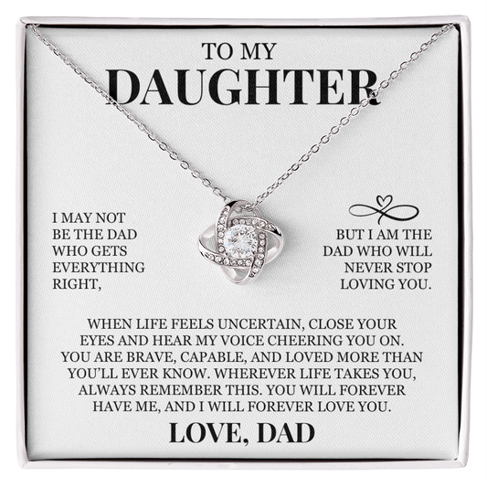 To My Daughter "I Will Never Stop Loving You" Love Knot Necklace
