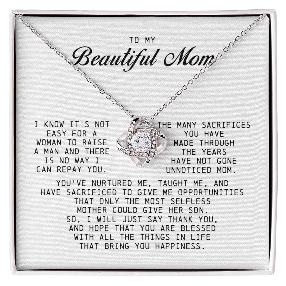 To My Beautiful Mom, Love Knot Necklace
