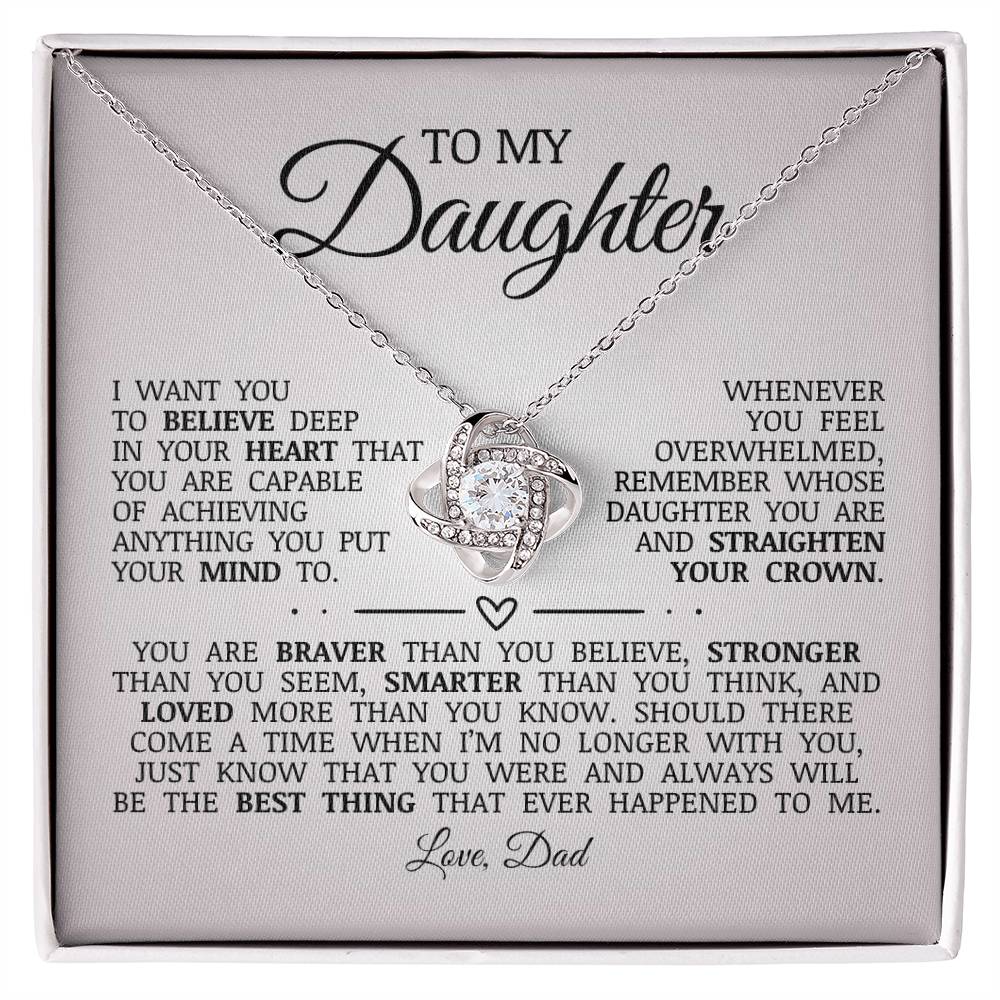 To My Daughter "You Are Loved More Than You Know" Love Knot Necklace