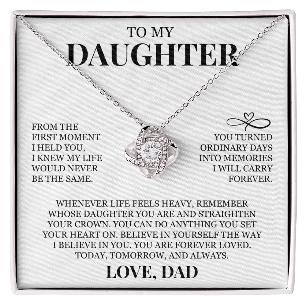 To My Daughter "Believe In Yourself" Love Knot Necklace