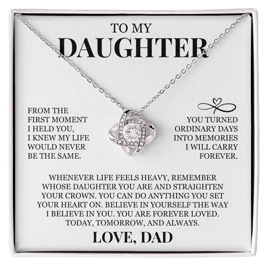 To My Daughter "Believe In Yourself" Love Knot Necklace