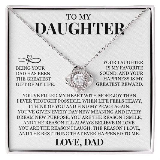 To My Daughter "You Are The Best Thing That Ever Happened To Me" Love Knot Necklace