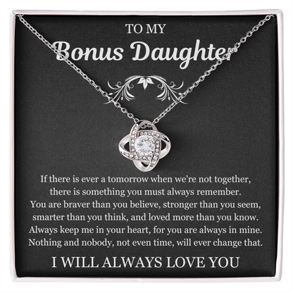 To My Bonus Daughter - Love Knot Necklace