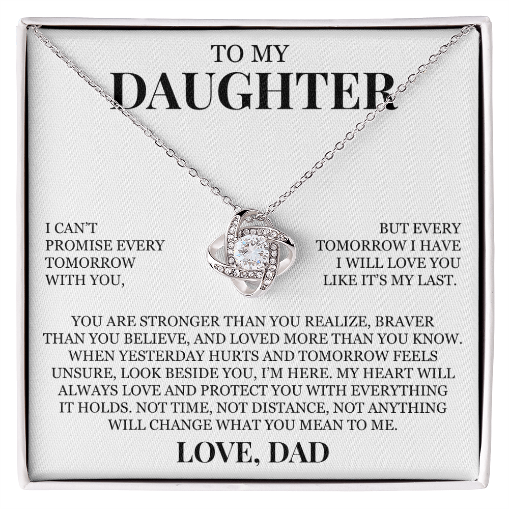 To My Daughter "My Heart Will Always Love and Protect You" Love Knot Necklace
