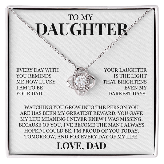 To My Daughter "You Gave My Life Meaning" Love Knot Necklace