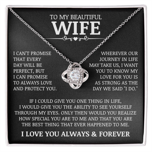 To My Beautiful Wife "Always Love and Protect You" Love Knot Necklace
