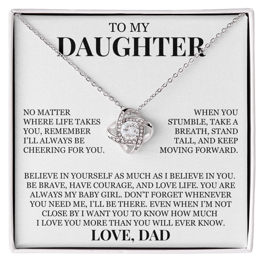 To My Daughter "You Are Always My Baby Girl" Love Knot Necklace