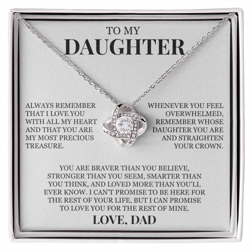To My Daughter "Always Remember That I Love You" Love Knot Necklace