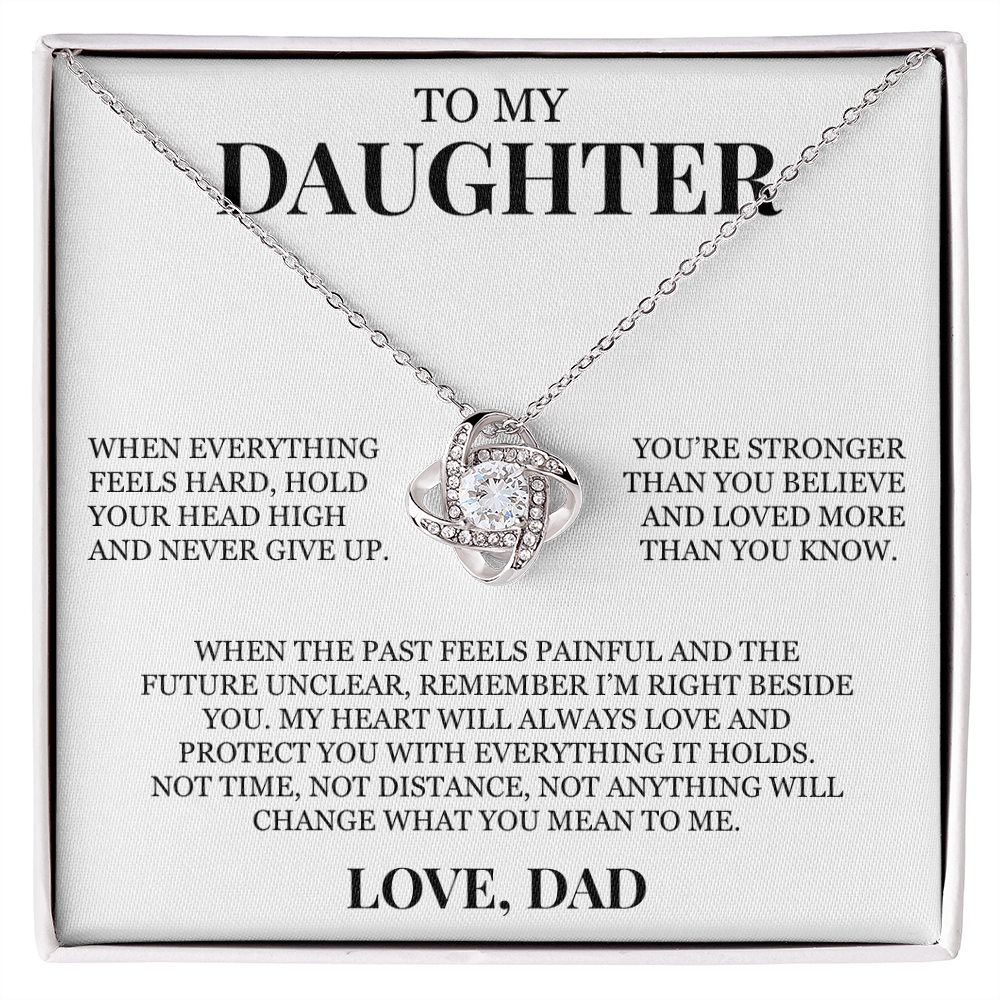 To My Daughter "Never Give Up" Love Knot Necklace