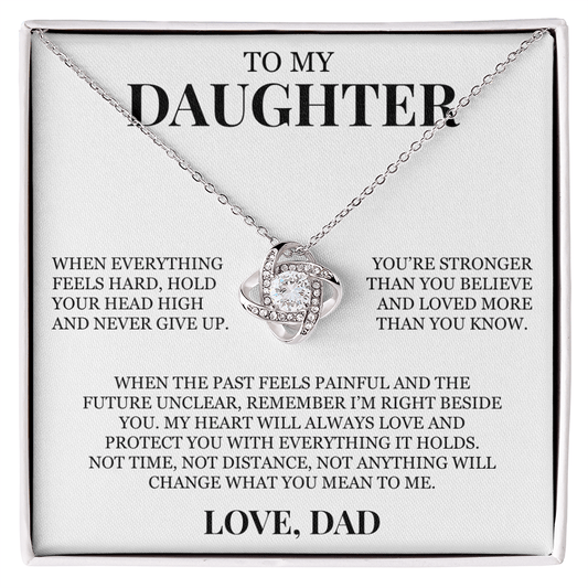 To My Daughter "Never Give Up" Love Knot Necklace