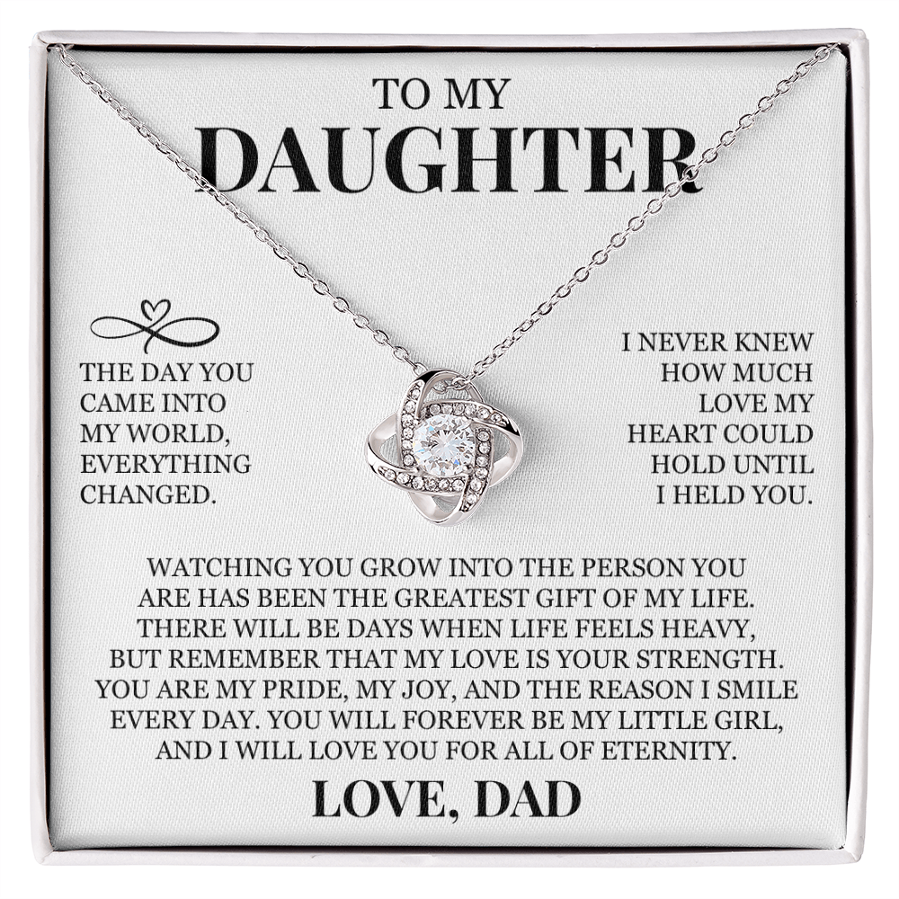 To My Daughter "Forever My Little Girl" Love Knot Necklace