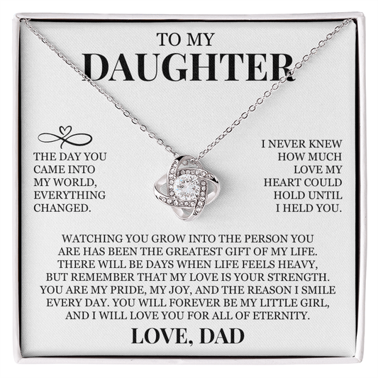 To My Daughter "Forever My Little Girl" Love Knot Necklace