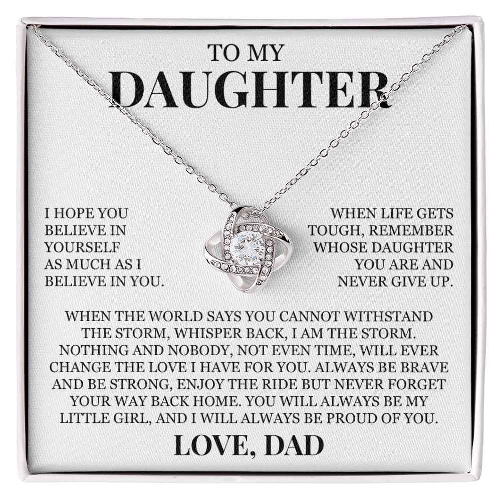 To My Daughter "Believe In Yourself" Love Knot Necklace