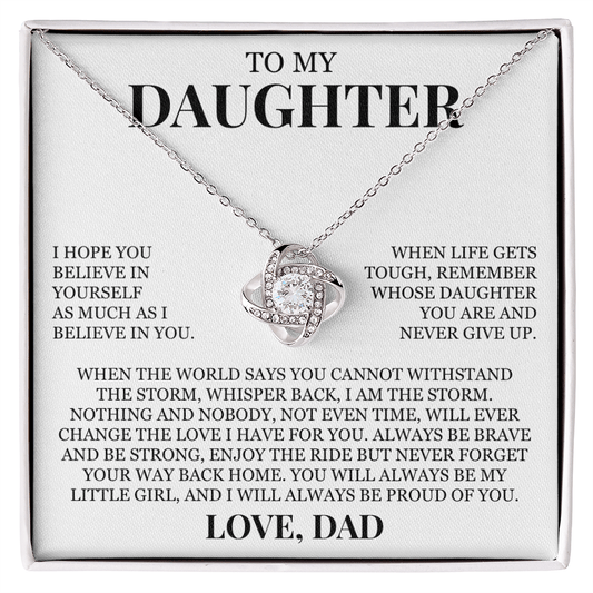 To My Daughter "Believe In Yourself" Love Knot Necklace