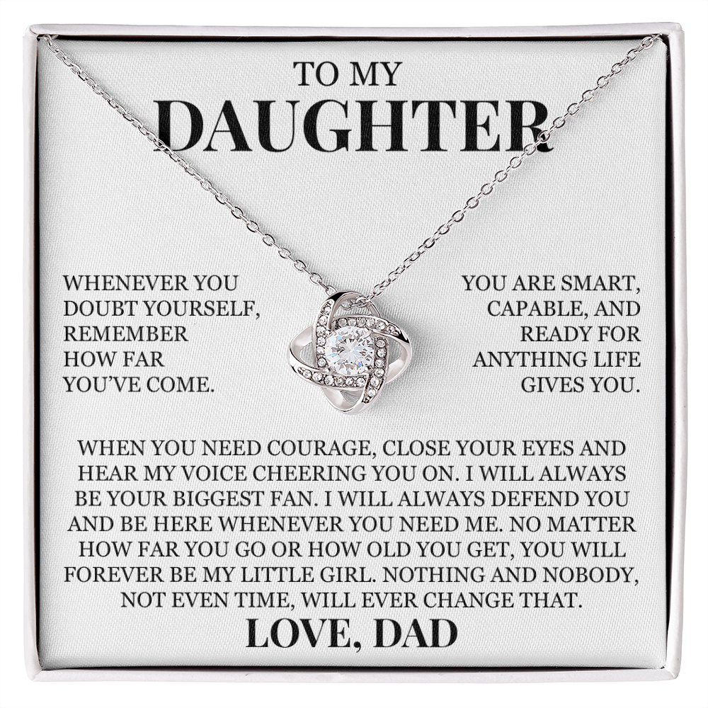 To My Daughter "Forever My Little Girl" Love Knot Necklace