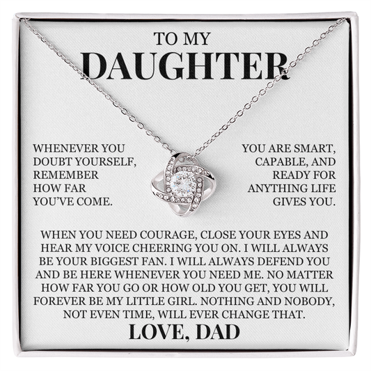 To My Daughter "Forever My Little Girl" Love Knot Necklace