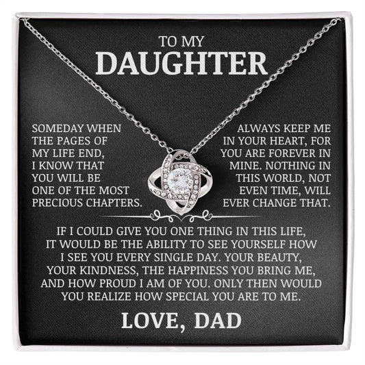 To My Daughter "Always Keep My In Your Heart" Love Knot Necklace