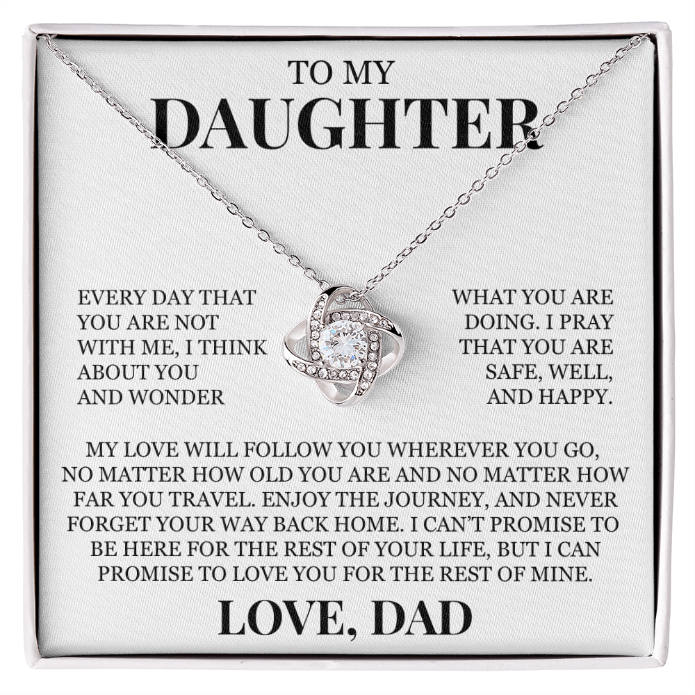 To My Daughter "Never Forget Your Way Back Home" Love Knot Necklace