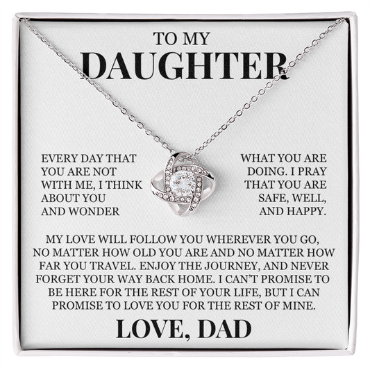 To My Daughter "Never Forget Your Way Back Home" Love Knot Necklace