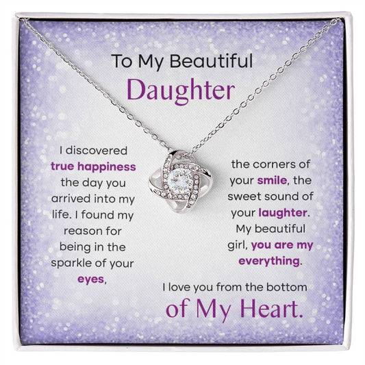 To My Beautiful Daughter, Love Knot Necklace, Gift From Mom