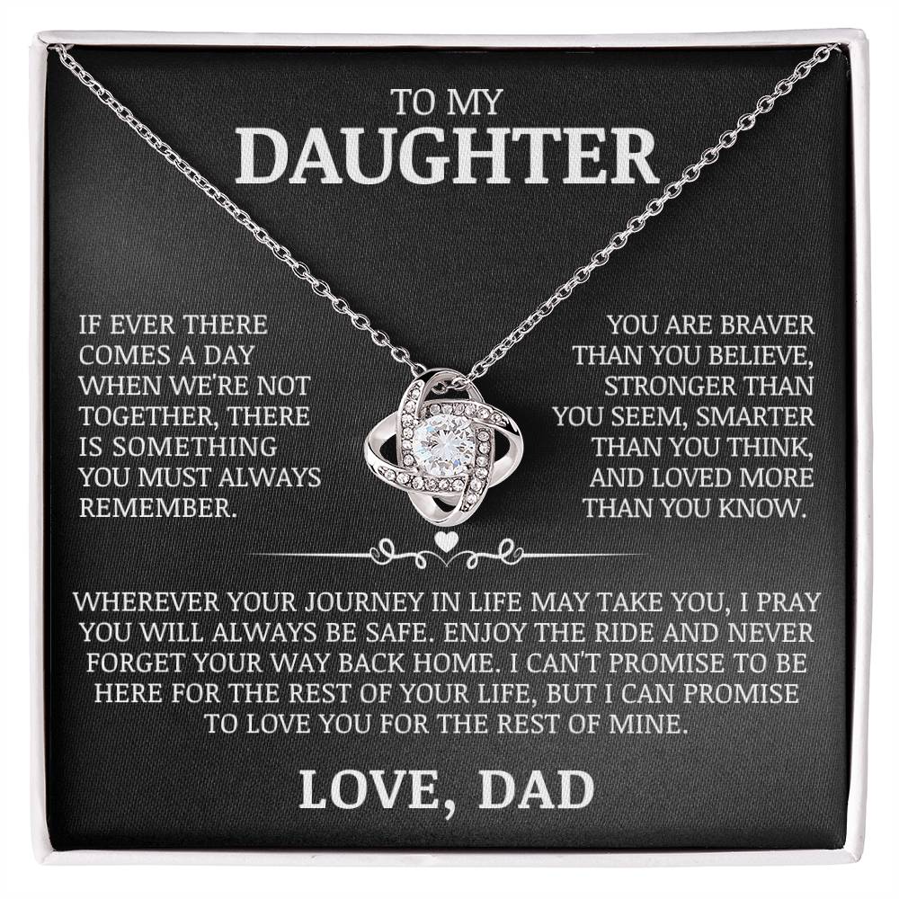 To My Daughter "You Are Braver Than You Believe" Love Knot Necklace