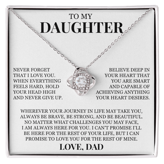 To My Daughter "Hold Your Head High" Love Knot Necklace